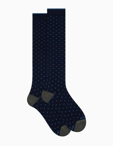 Calze lunghe uomo cotone blu fantasia pois AP103013 12860 Gallo 