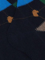 Calze lunghe uomo cotone blu fantasia intarsio AP511567 30739 Gallo 