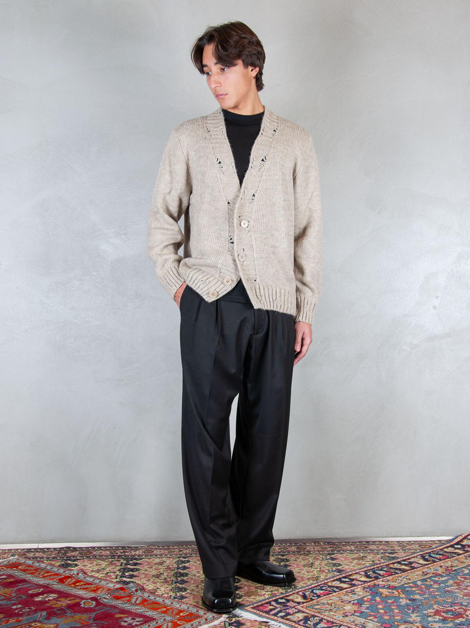 Maglia cardigan rotture MA3417 BEIGE I'm Brain 