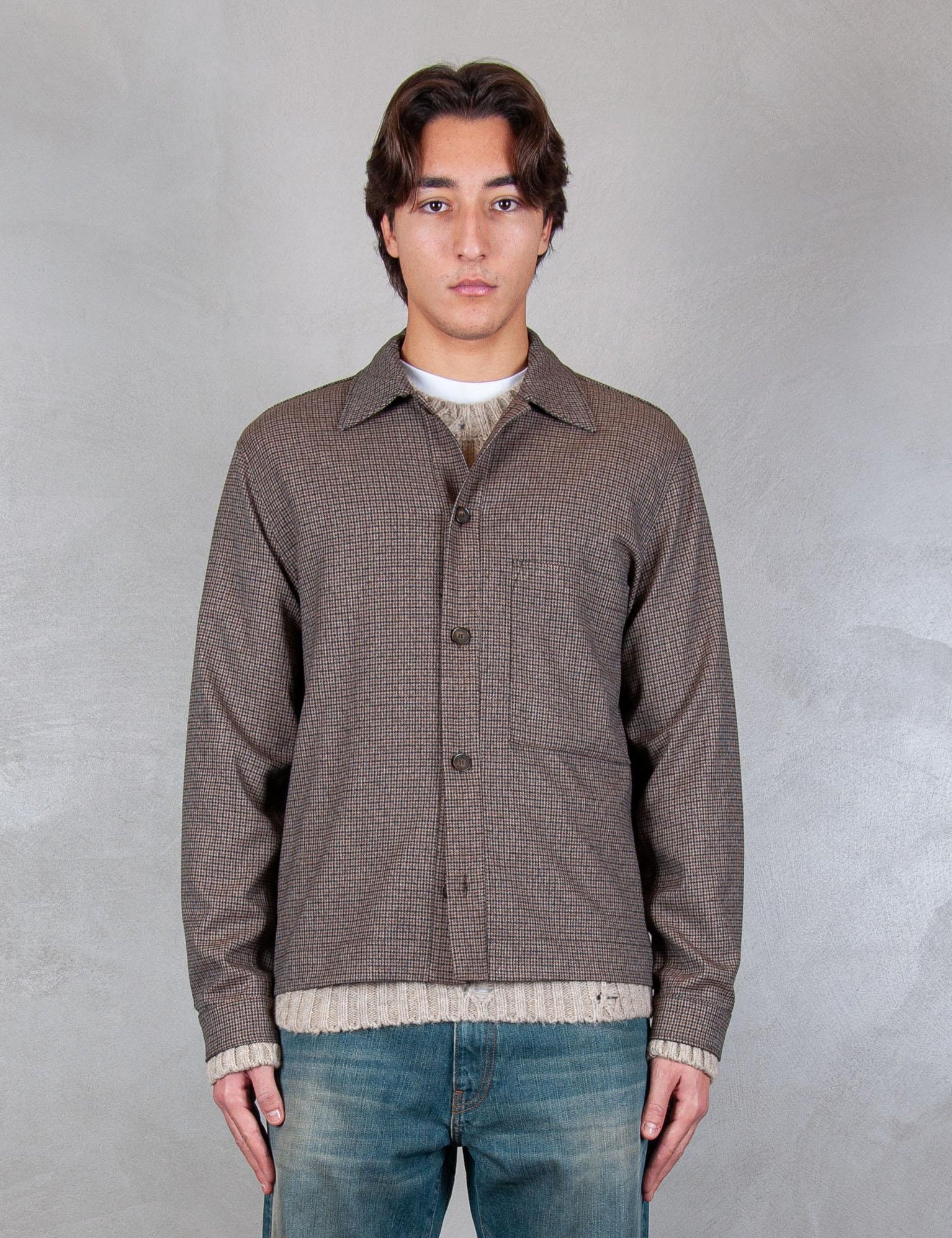 >Overshirt Principe di Galles CA3447 MORO I'm Brain 