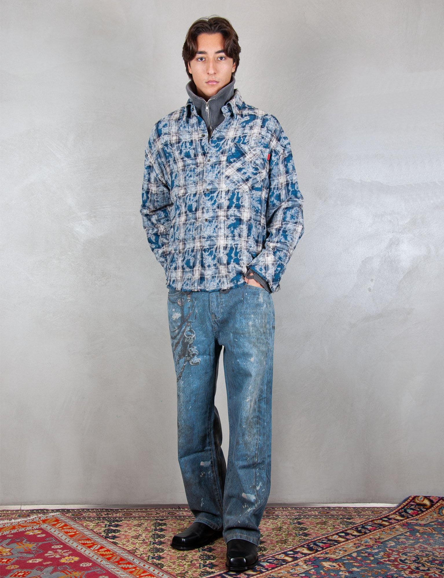 >Hyper Acid Shirt HYPER ACID SHIRT BLUE GRID Acupuncture 