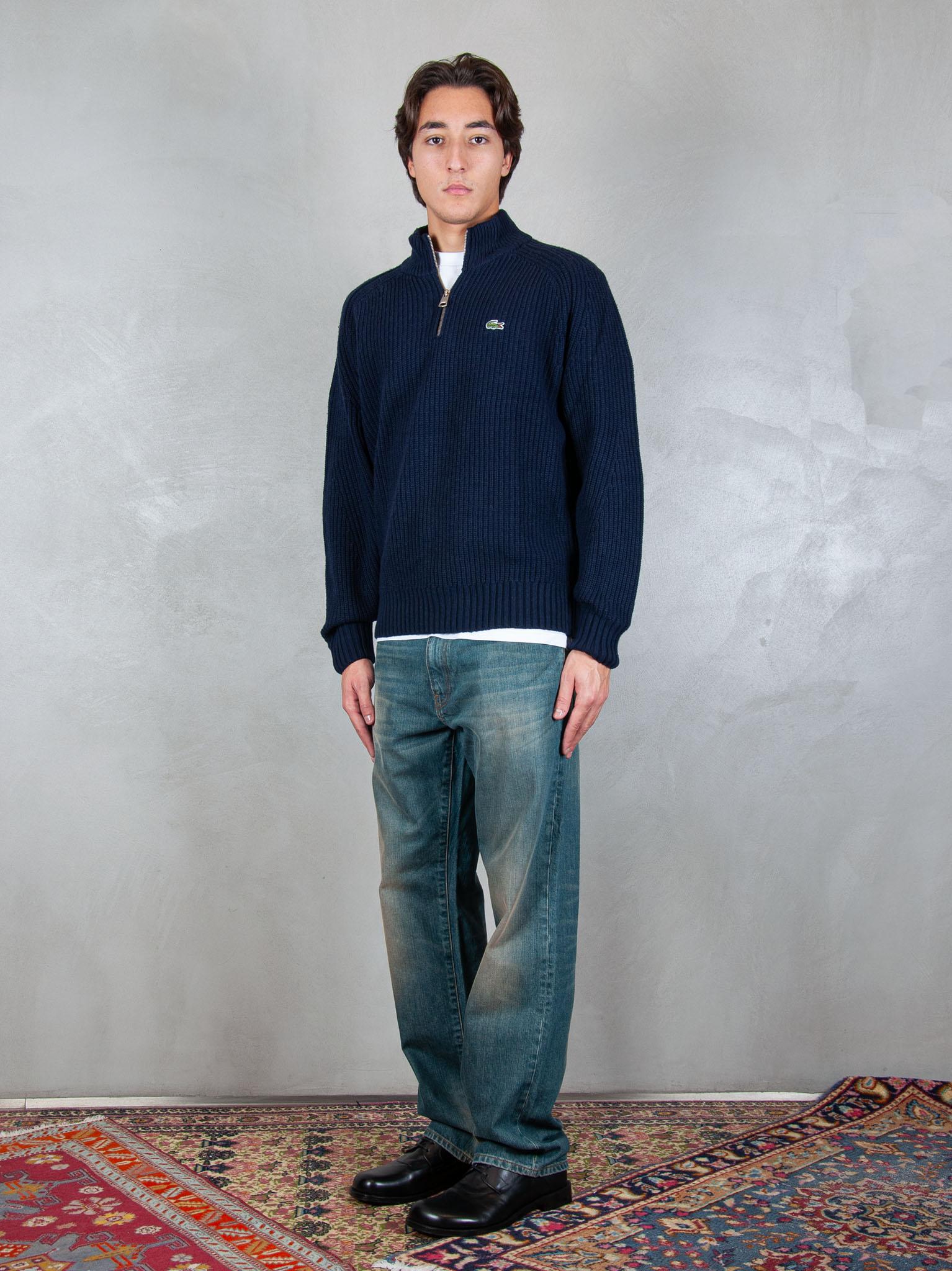 Lacoste Maglione half zip a coste in lana cardata AH3134 166 Lacoste 