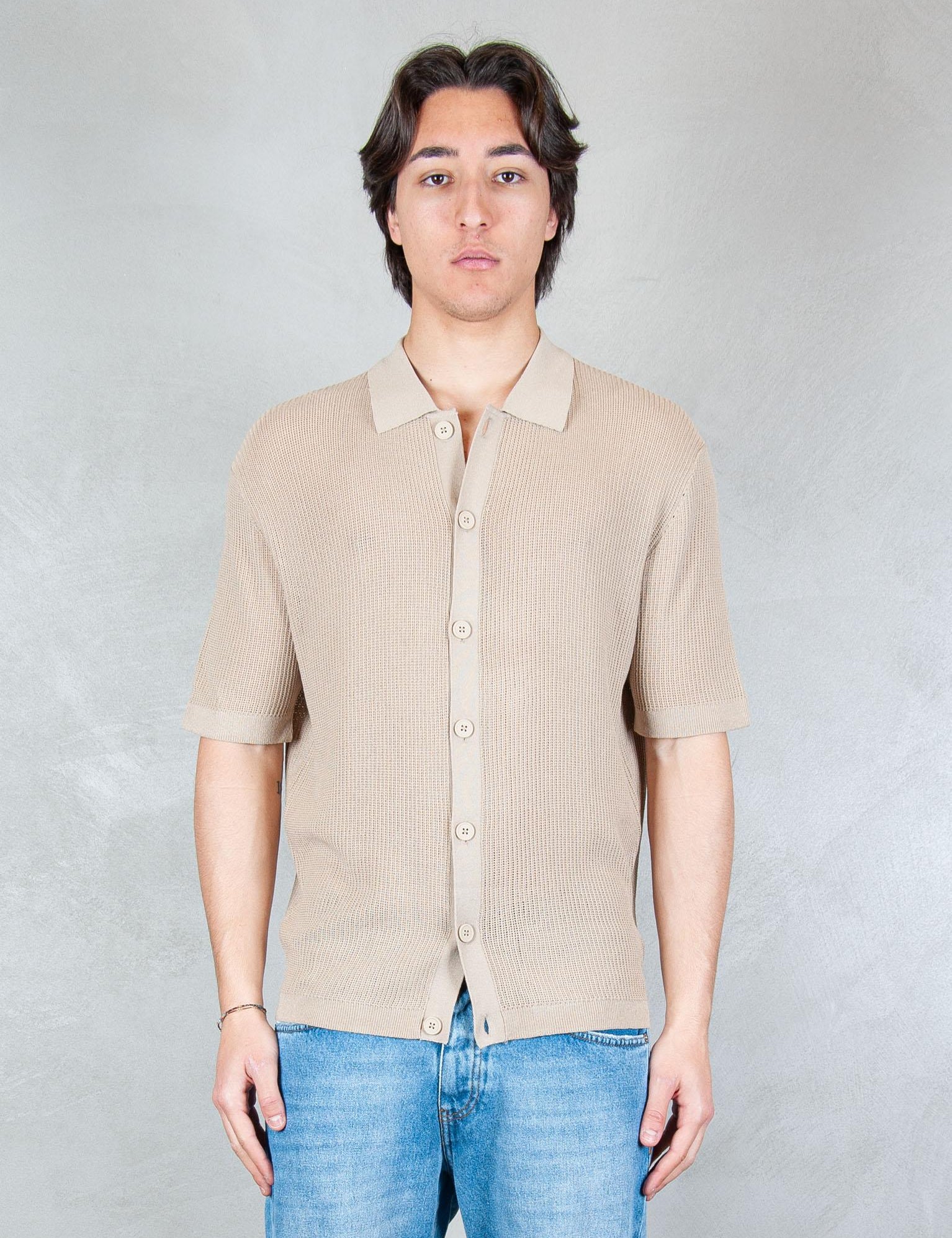 >Camicia Traforata ME3204 BEIGE Seinse 