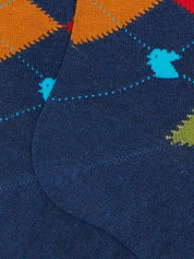 Calze lunghe uomo cotone blu fantasia intarsio AP511567 10730 Gallo 