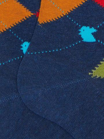 Calze lunghe uomo cotone blu fantasia intarsio AP511567 10730 Gallo 