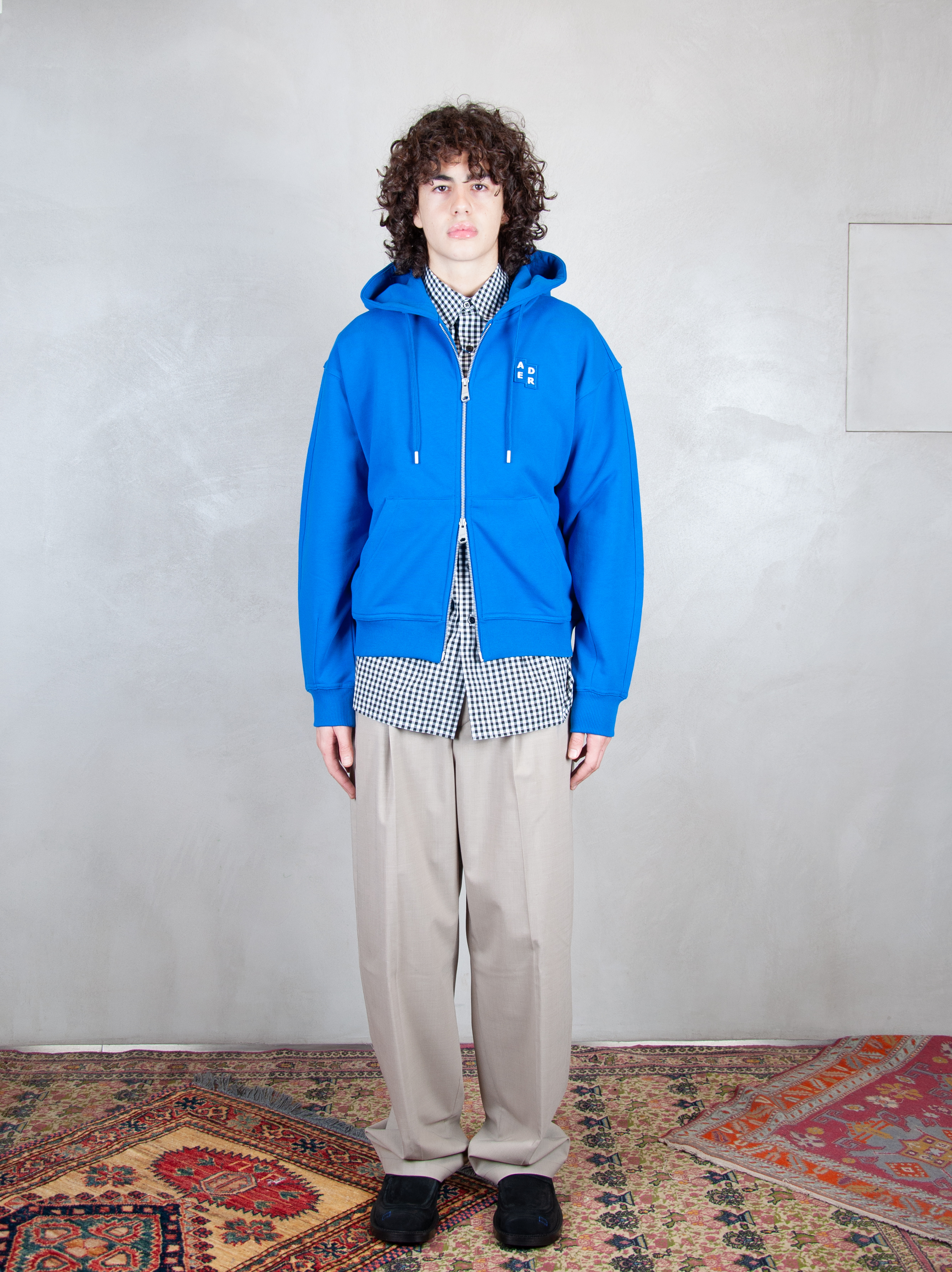 Ader Error Felpa Semi Oversized Zipped Hoodie BM42FYHD0401 BL-BLUE Ader Error 