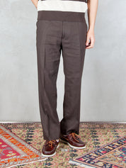 I'M Brian <BR/>Pantalone Regular Lino PA3703 MORO I'm Brian 