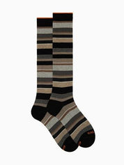 Gallo <BR/>Calze lunghe uomo cotone nero righe multicolor AP103413 11765 Gallo 